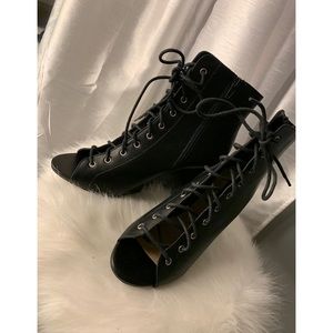 Lace Up Wedge Bootie